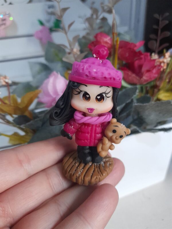 Enfeite de chima - Bonequinha Pink Inverno